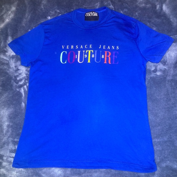Versace Jeans Couture 1988 | NWOT | UNISEX | Multicolor Logo Blue T-Shirt - Picture 1 of 5